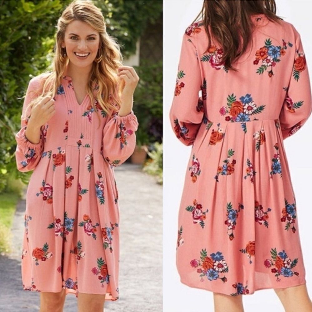 Matilda Jane Let's Go Out pink Floral rayon boho romantic feminine dress M